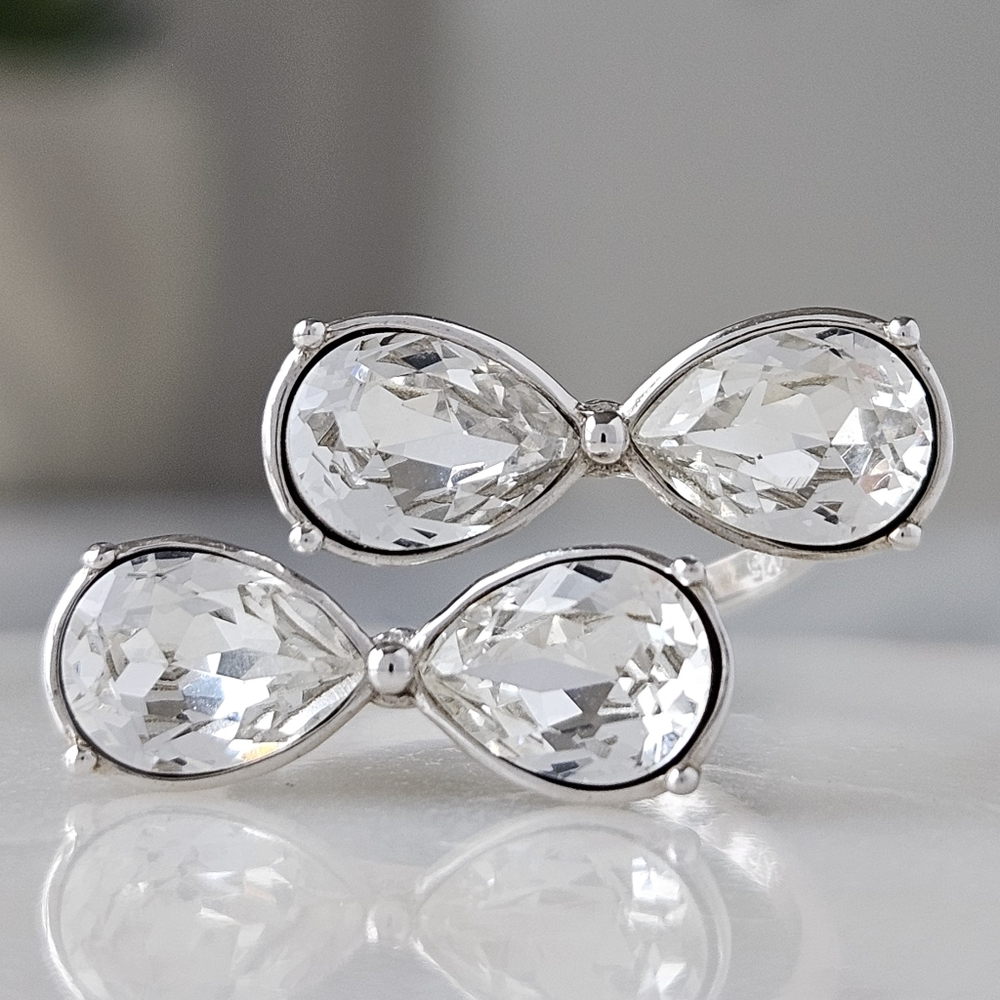 Official Swarovski Crystal bow Ring, Made with solid 925 Sterling Silver